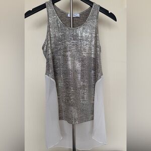 Rinascimento Metallic Gray and White Tank Top